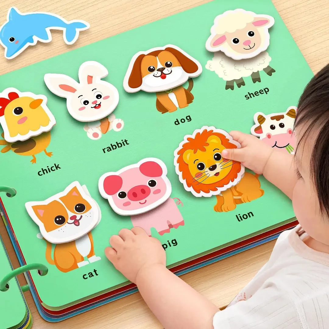 儿童启蒙安静书 幼儿早教魔术贴认知书 宝宝智力开发可手撕粘贴书