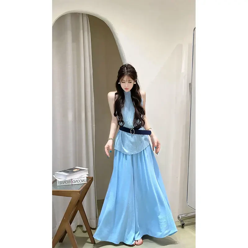 2025夏季女装洋气时髦气质修身显瘦无袖上衣高级感高腰a字半身裙