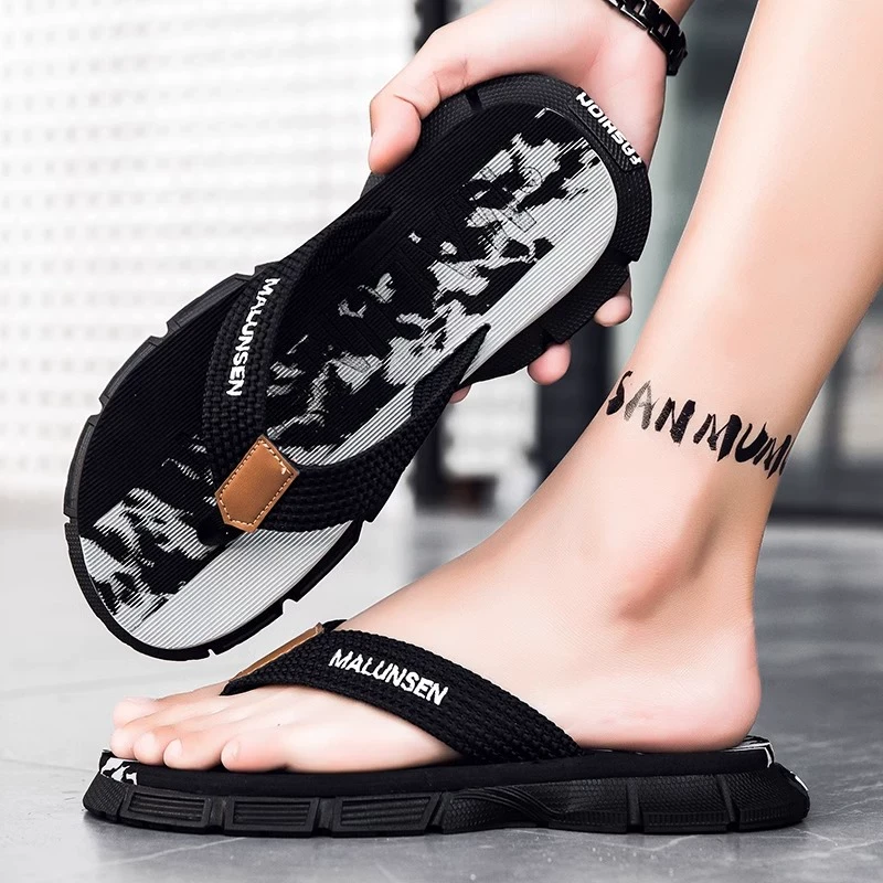 人字拖男夏季外穿厚底防滑运动沙滩拖鞋青少年夹脚踩屎感越南凉拖