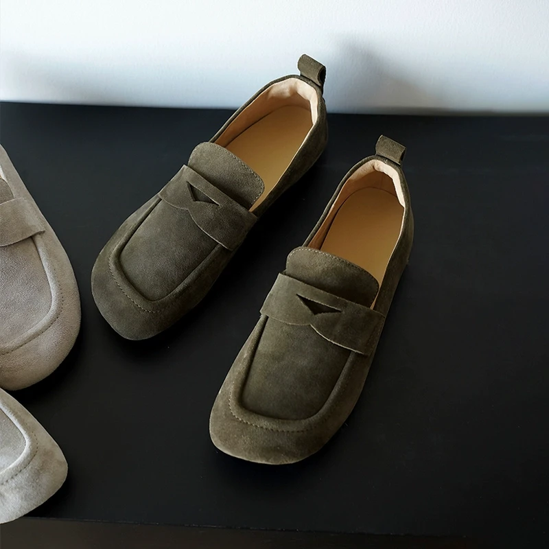 INYASAKO英伦风浮设计真皮牛皮乐福休闲单鞋