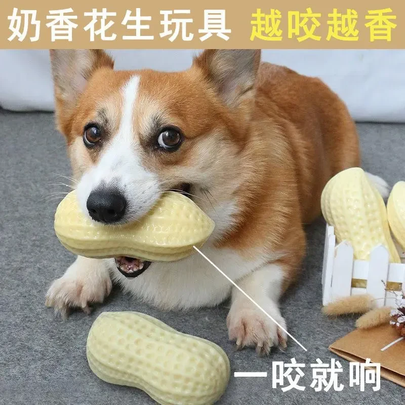 狗狗解闷玩具花生发声耐咬磨牙斗牛犬边牧博美小型犬宠物狗狗玩具