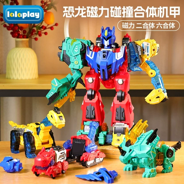 恐龙磁力碰撞变形玩具5男孩子汽车机器人模型拼装6男童3金刚儿童4