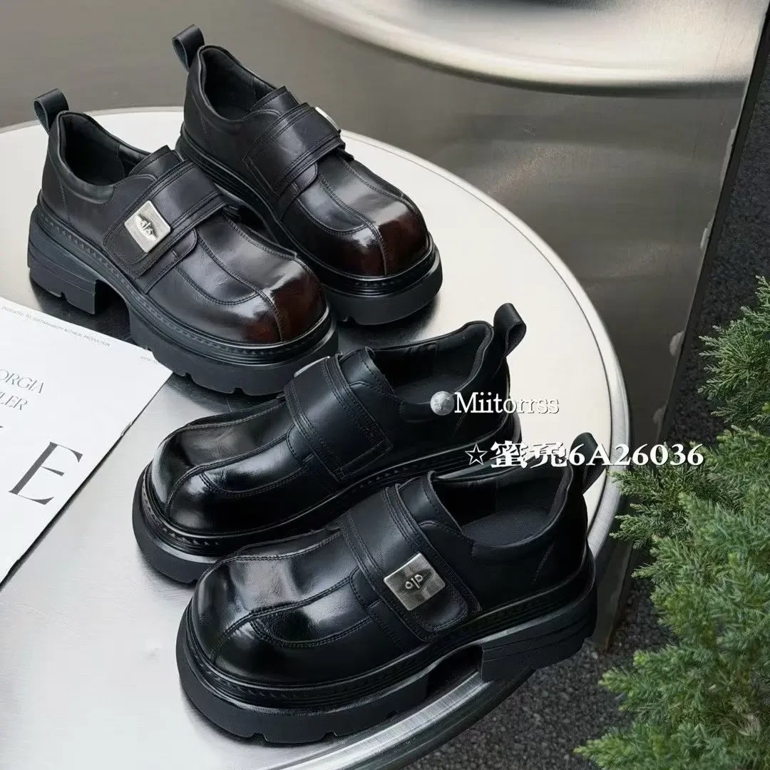 蜜兔厚底加绒魔术贴英伦风百搭乐福鞋女款