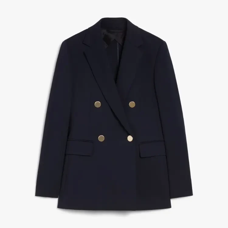 MaxMara 【国现 专柜9600】女士双排扣西服外套 Lerici 002 深蓝色