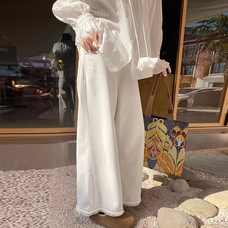 孕妇裤上档次显瘦设计感毛边阔腿裤2025新款夏季外穿高颜值牛仔裤