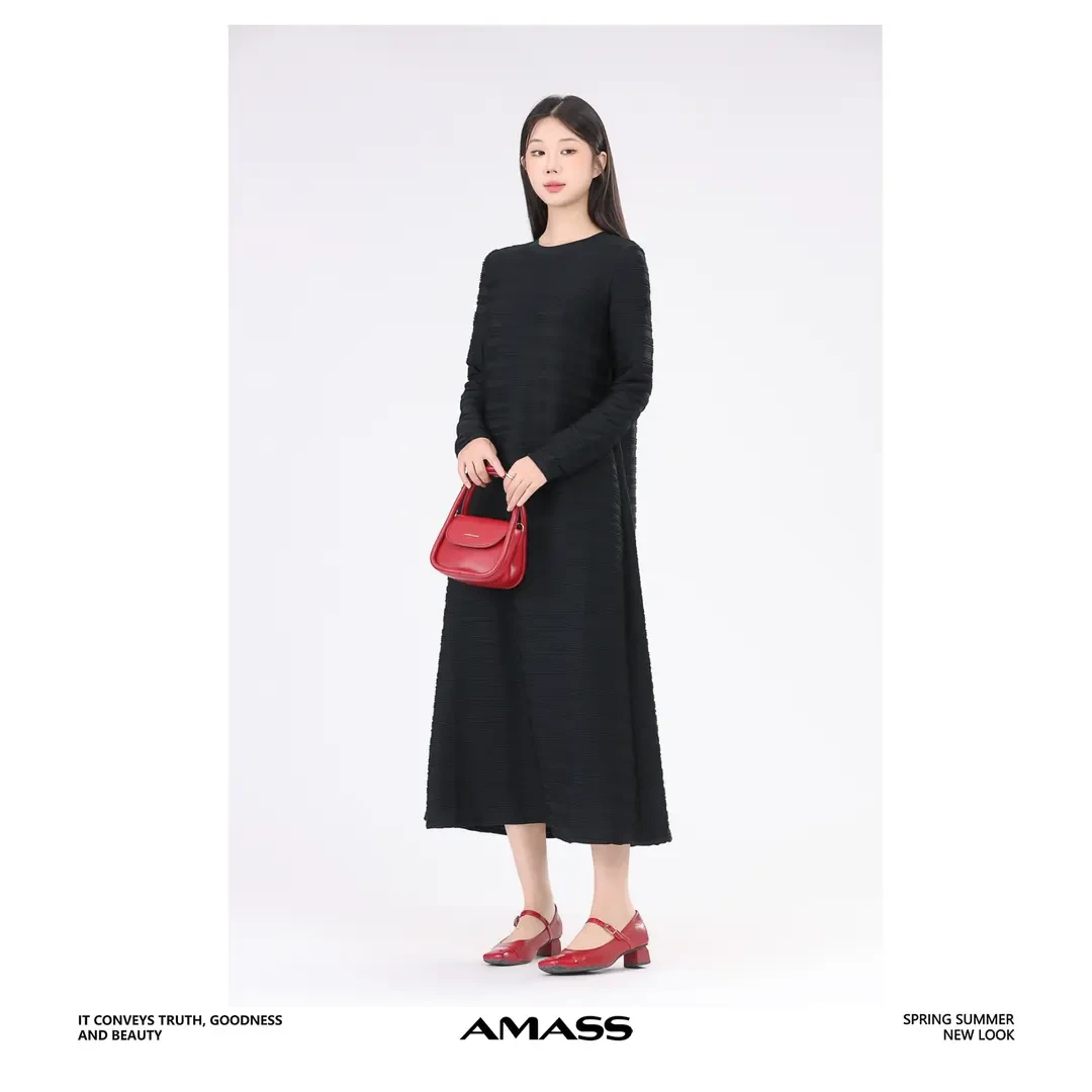 AMASS/阿玛施5500080新款新中式国潮风质感圆领阿玛施无袖连衣裙