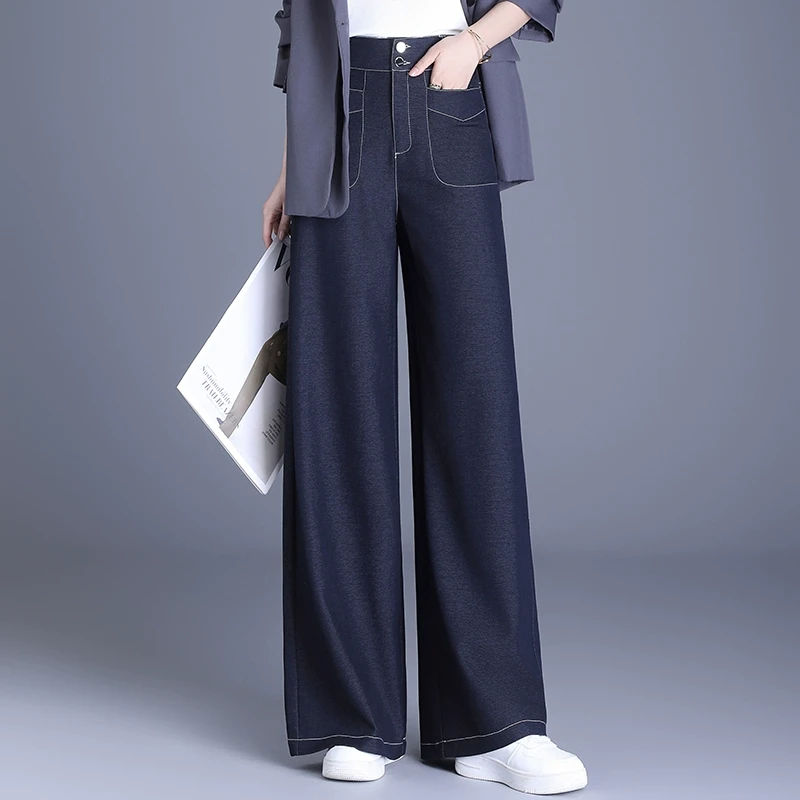 阔腿牛仔裤女高腰显瘦2025春季新款爆款宽松垂坠感休闲直筒拖地裤