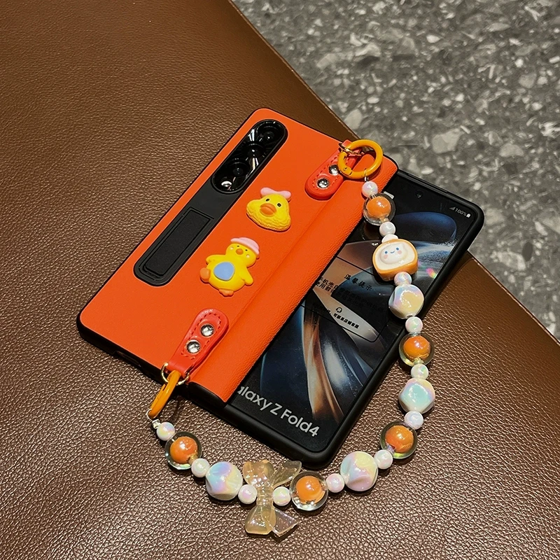 适用于三星w25手机壳w24中轴铰链zfold6保护壳zfold5真皮外壳w23