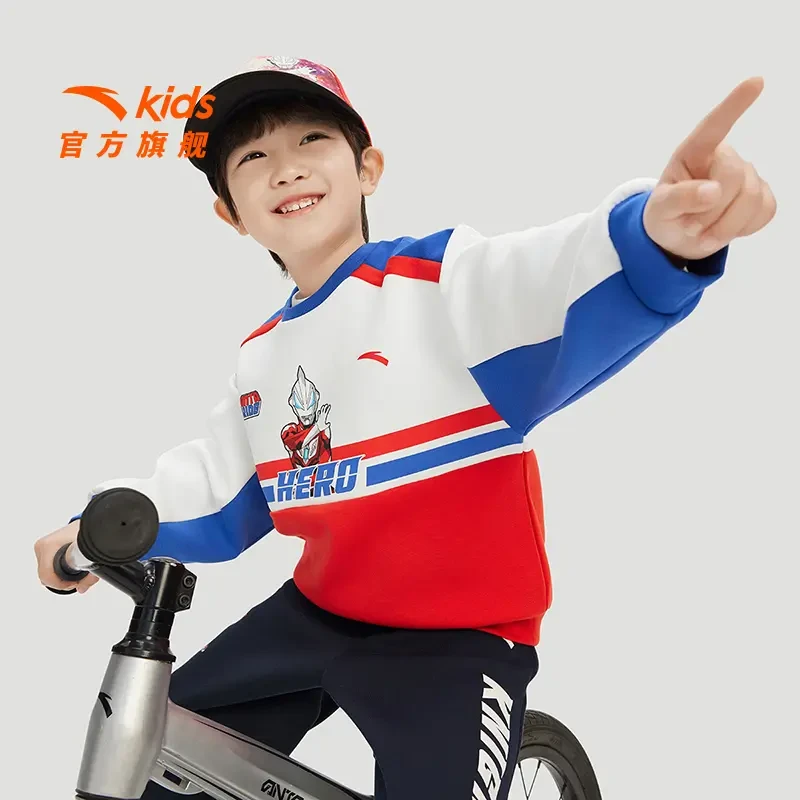 【25新款】安踏儿童男童春季舒适运动奥特曼针织圆领卫衣/352519711