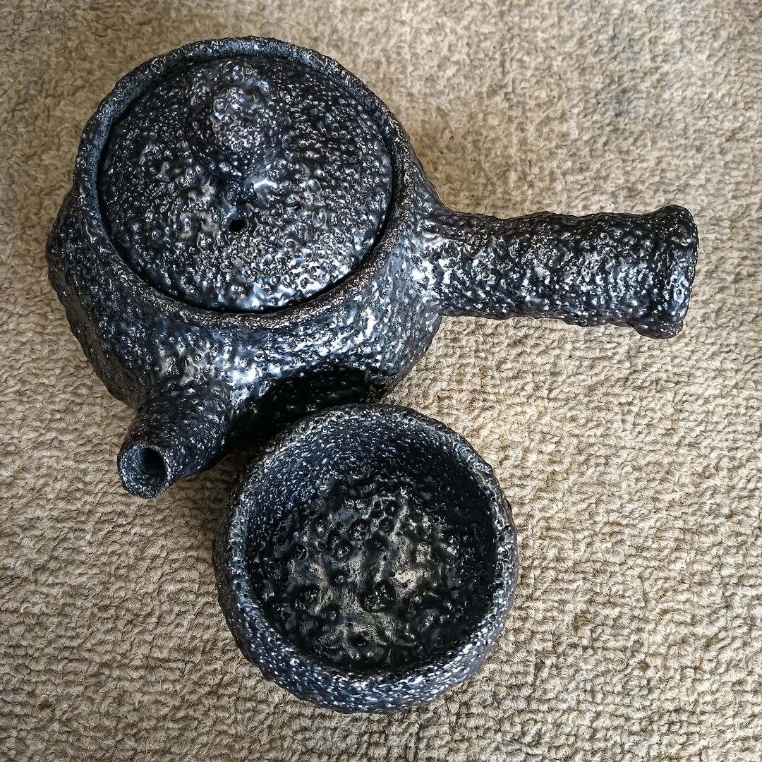 黑砂茶具套装侧把壶茶杯