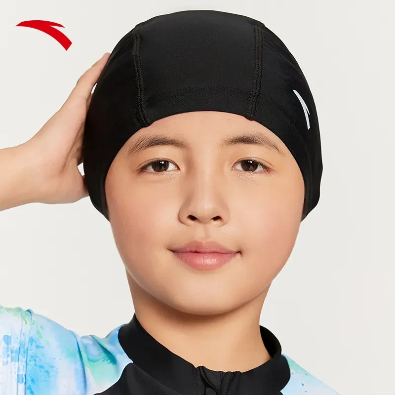 安踏儿童泳帽年四季通用新款男女大童防滑防水护耳训练款泳帽