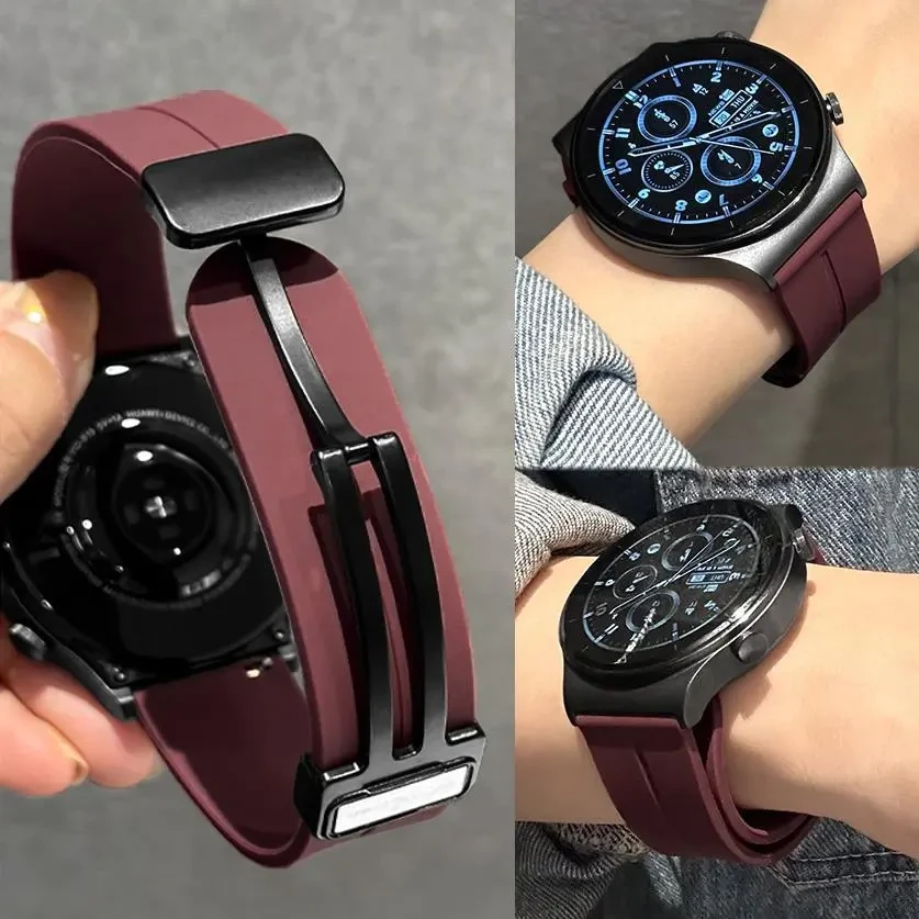 适用华为手表表带GT5/GT5pro/GT4/非凡大师运动防水磁吸硅胶表带