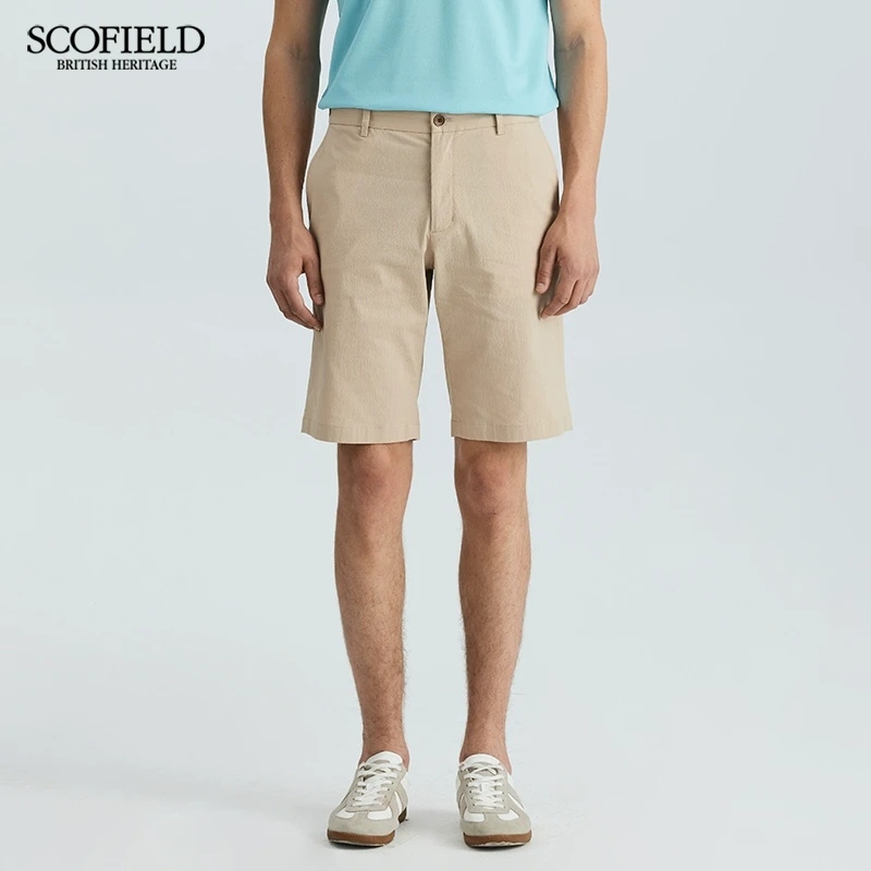 SCOFIELD隐藏松紧腰短裤男士休闲简约夏季商务休闲直筒中裤
