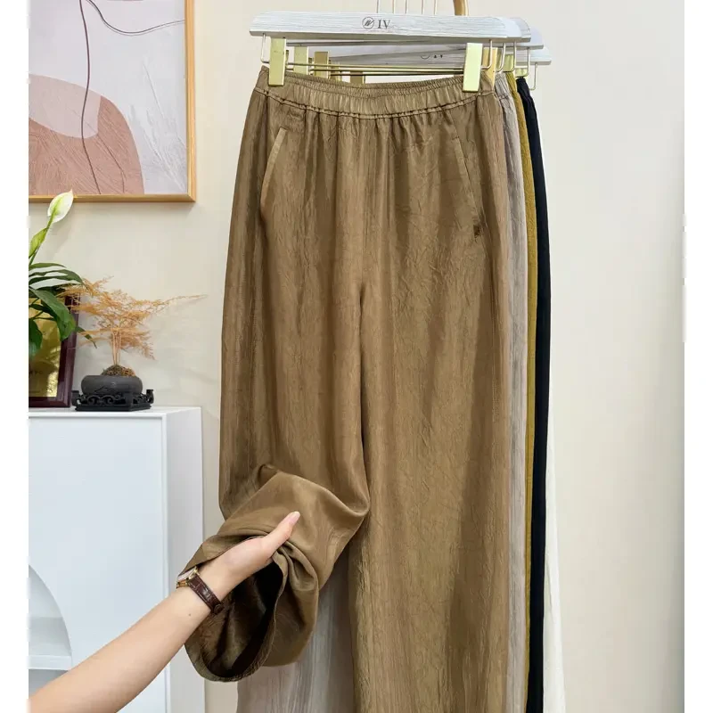 醋酸2025新款醋酸香蕉裤女裤长裤高腰显瘦时尚百搭百搭夏季凉凉裤