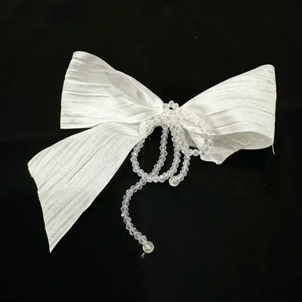 法式蝴蝶结飘带发夹女仙气精致高级感珍珠流苏后脑勺弹簧夹头饰