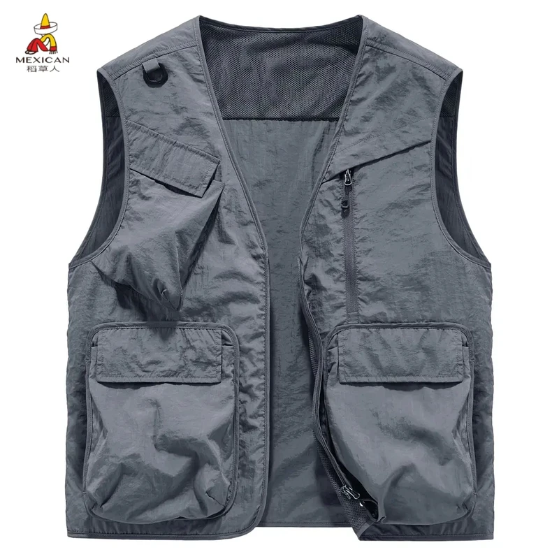 稻草人夏季高档户外亲肤透气马甲男士时尚新款工装背心马夹多口袋