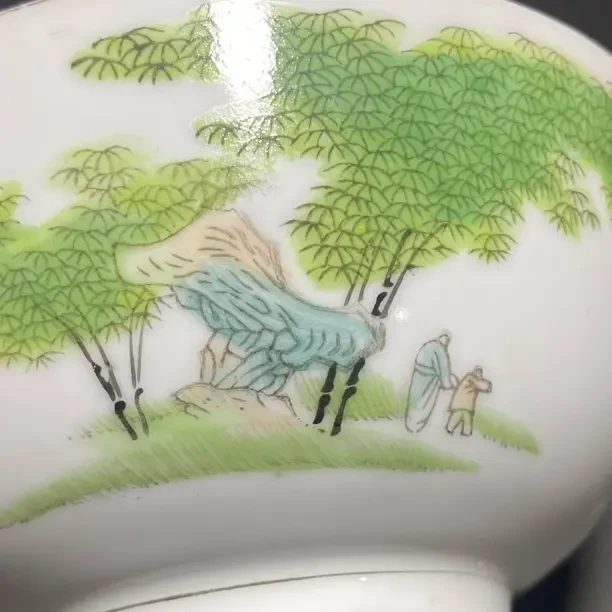 粉彩四季花卉山水楼阁碗大碗彩绘手工陶瓷