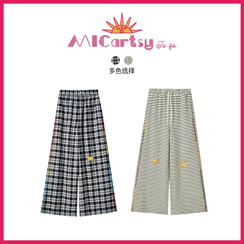 MICartsy王紫珊配饰车togo系列新款手工钉珠笑脸长裤高腰百搭