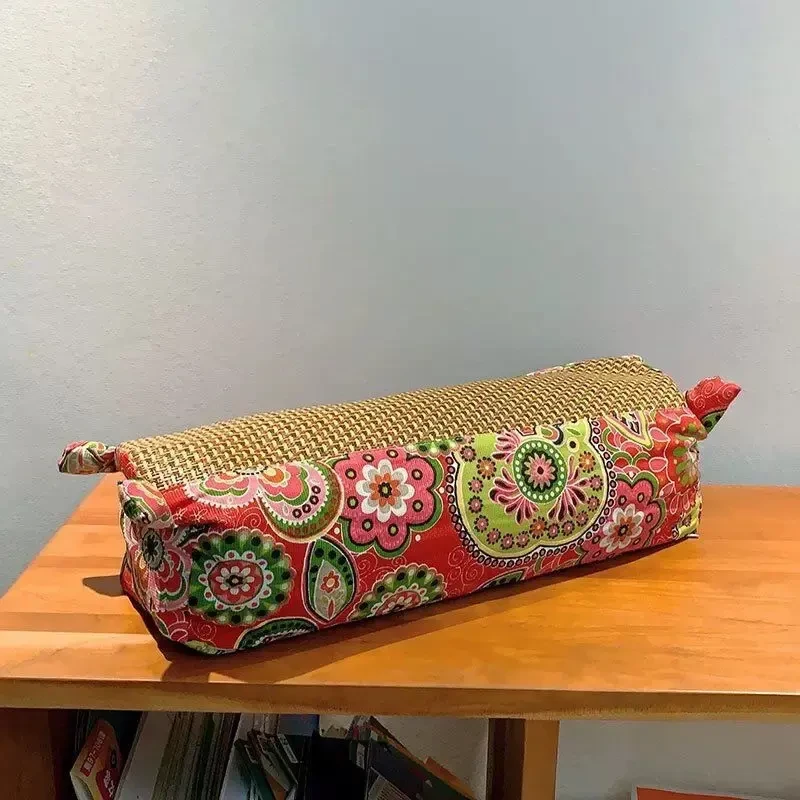 艾草枕头夏天凉枕头艾灸虎头枕家用成人儿童颈椎枕老粗布凉席枕