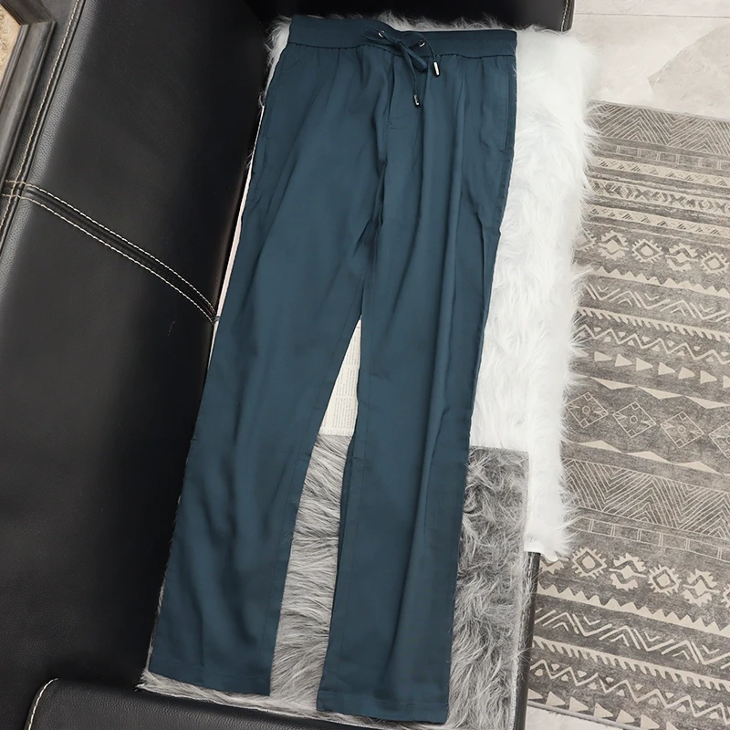 男装尾货 新品春夏款抽绳 修身小直筒休闲长裤7681