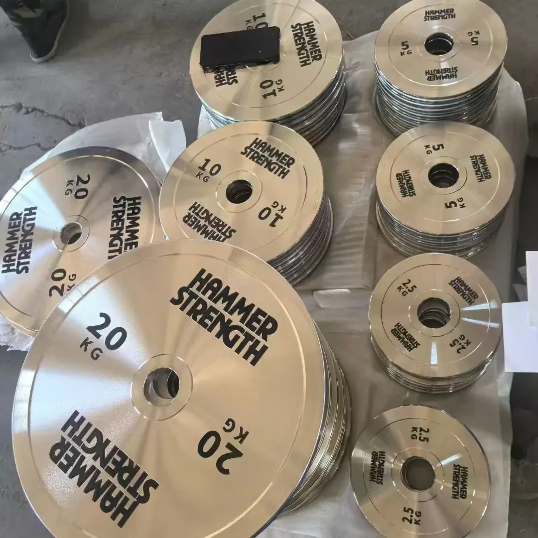 竞技举重训练100KG大孔纯钢电镀杠铃片家用商用健身专业标准配重