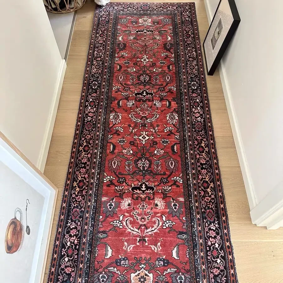 高端红色长条楼道走廊地毯酒店过道入户玄关耐脏复古定制地垫