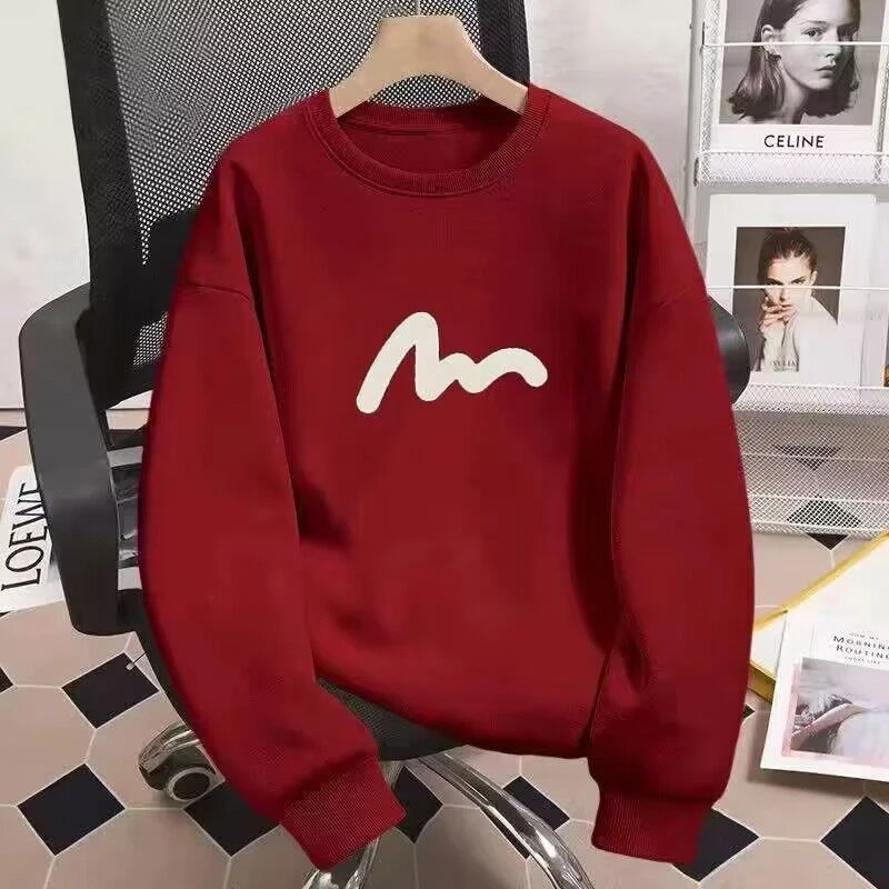 仓石一树潮牌卫衣情侣装红色时尚新款本命年长袖t恤男士上衣体恤T