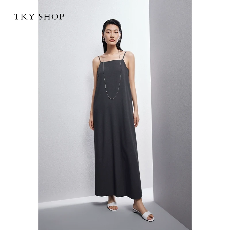 TKYSHOP原宿慵懒风宽松休闲吊带连衣裙优雅气质H型裙10H1WA03N034