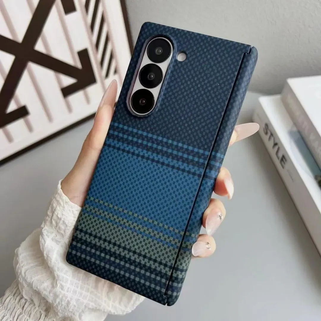 适用于於三星ZFold6Kevlar纹理手机保护壳新款磁吸zfold5碳纤维纹