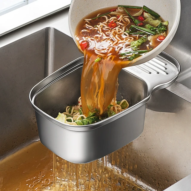 304不锈钢沥水篮厨房双水槽马鞍式洗菜盆水池剩饭剩菜垃圾过滤网