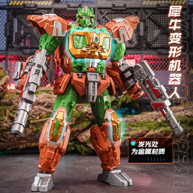 正版力将变形机器人模型玩具7野兽战争犀牛骑士儿童男孩金刚手办5
