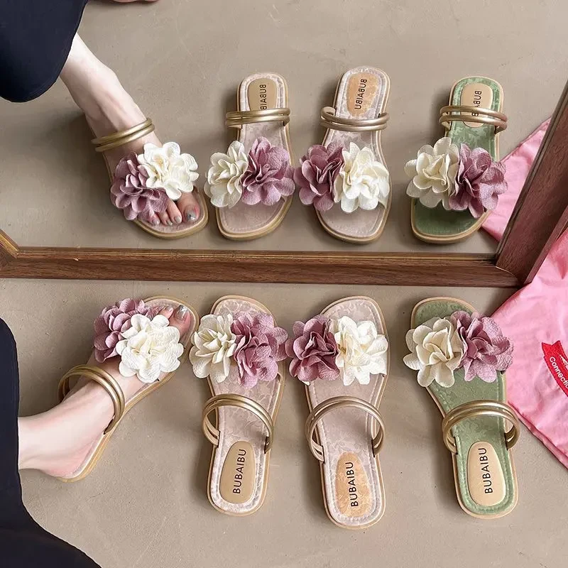 2025夏季新款潮流时尚舒适耐磨一字拖鞋外穿轻便百搭平底拖鞋凉鞋