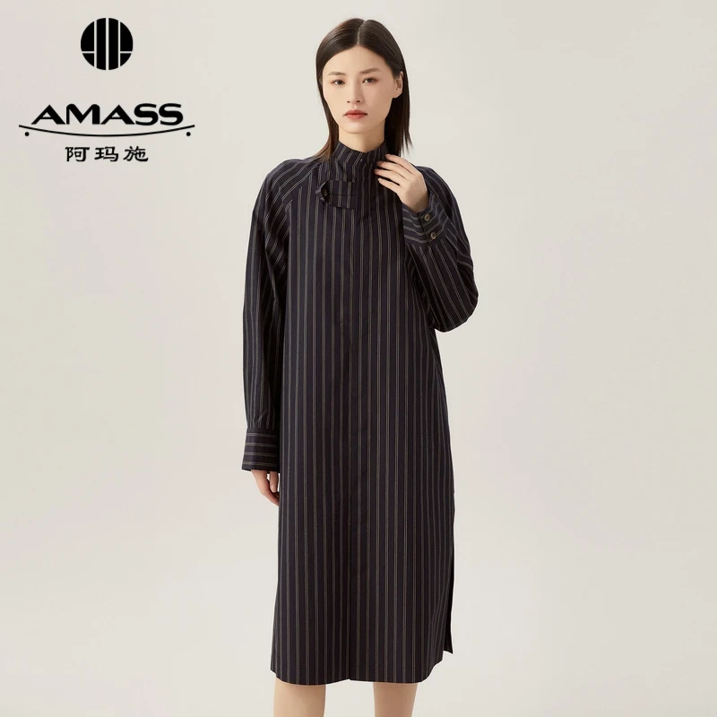 AMASS/阿玛施新款春夏女装休闲气质裙子条纹洋装连衣裙5500455
