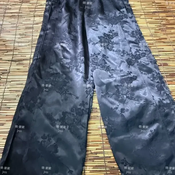 锦·簌簌 「松沃」秋冬国风新款重缎双面提花高腰显瘦直筒阔腿女裤