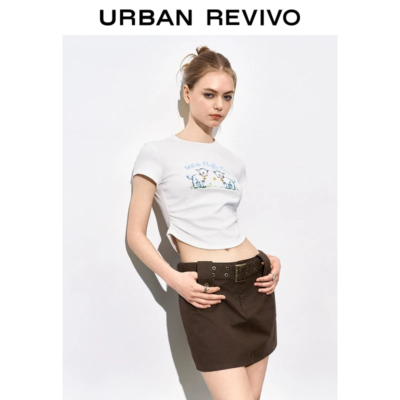 【春嬉游园】UR2025新品女装欧若风印花修身短袖T恤UYL450039