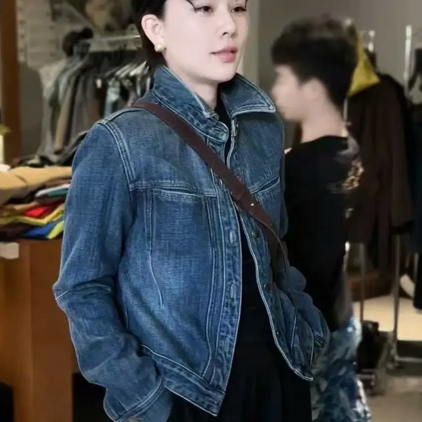 JING轻熟风短外套短款女蓝色时尚直下摆韩版休闲风牛仔衣