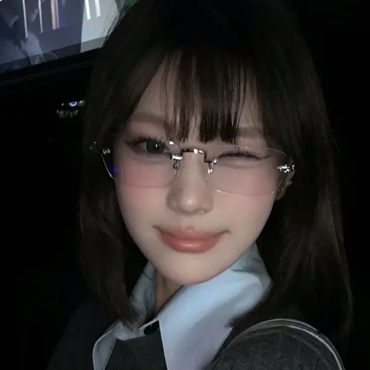 御姐素颜金丝无框眼镜女高级感网红无边框纯欲防蓝光银色镜框轻