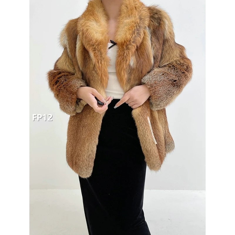XXXX【FP12】XS码 金岛狐短款整皮狐狸毛外套（肩42胸98衣67袖55）