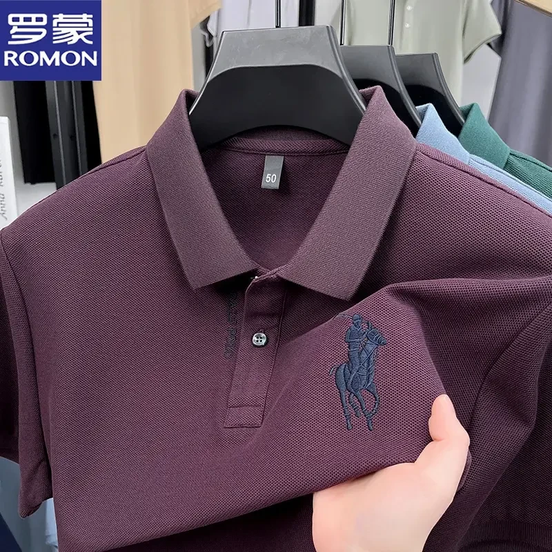 罗蒙夏季新款男士翻领短袖小马标T恤衫时尚休闲百搭轻奢Polo衫男