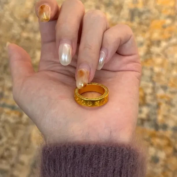 铜合金合成锆石戒指 「永恒」镀k金克罗心镶嵌戒指（7克➕）