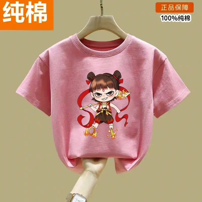 哪吒夏装儿童短袖纯棉夏季半袖休闲2025新款上衣卡通男童女童百搭