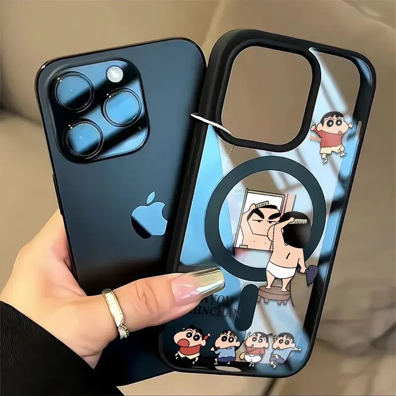 搞怪梳头小新适用iPhone16/15promax苹果磁吸手机壳14/13套