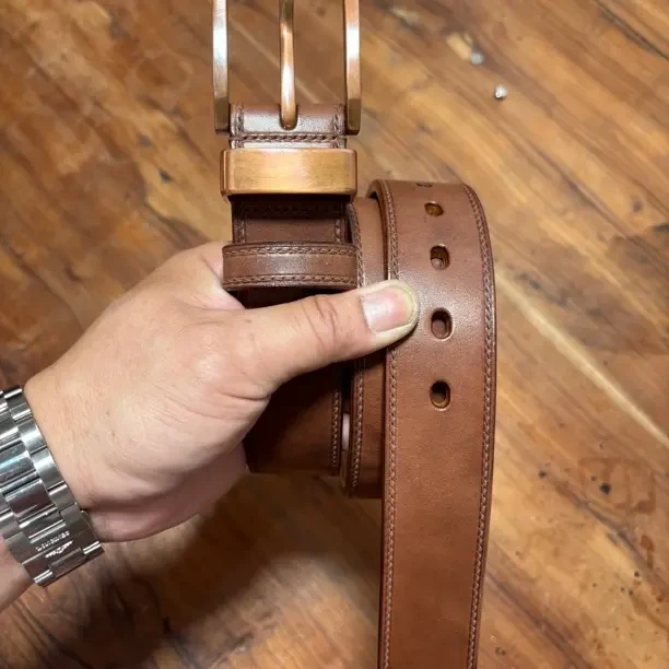 昭南，紫铜扣时尚粗线皮带成人轻职风腰带运动男腰链休闲风个性