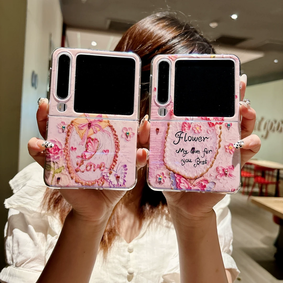 适用华为purax手机壳少女粉贴钻华为手机折叠屏保护套阔Purax外壳