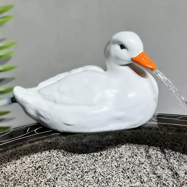 古法养鱼鱼缸水缸陶瓷鸭子景观流水罐流水摆件循环水过滤材料容器