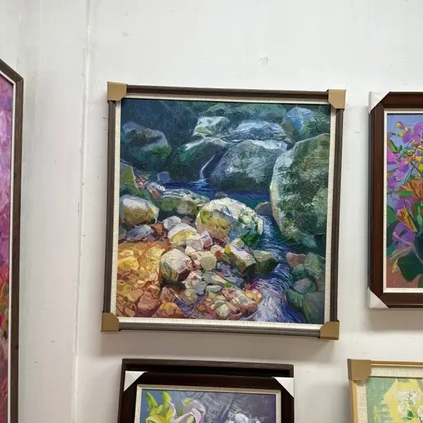 原创手绘《林涧小溪》油画布面尺寸95+100cm