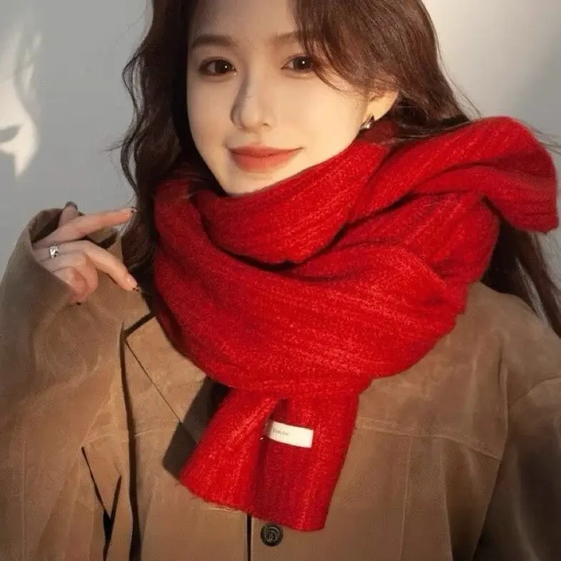 纯色针织情侣围巾冬季加厚保暖百搭围脖