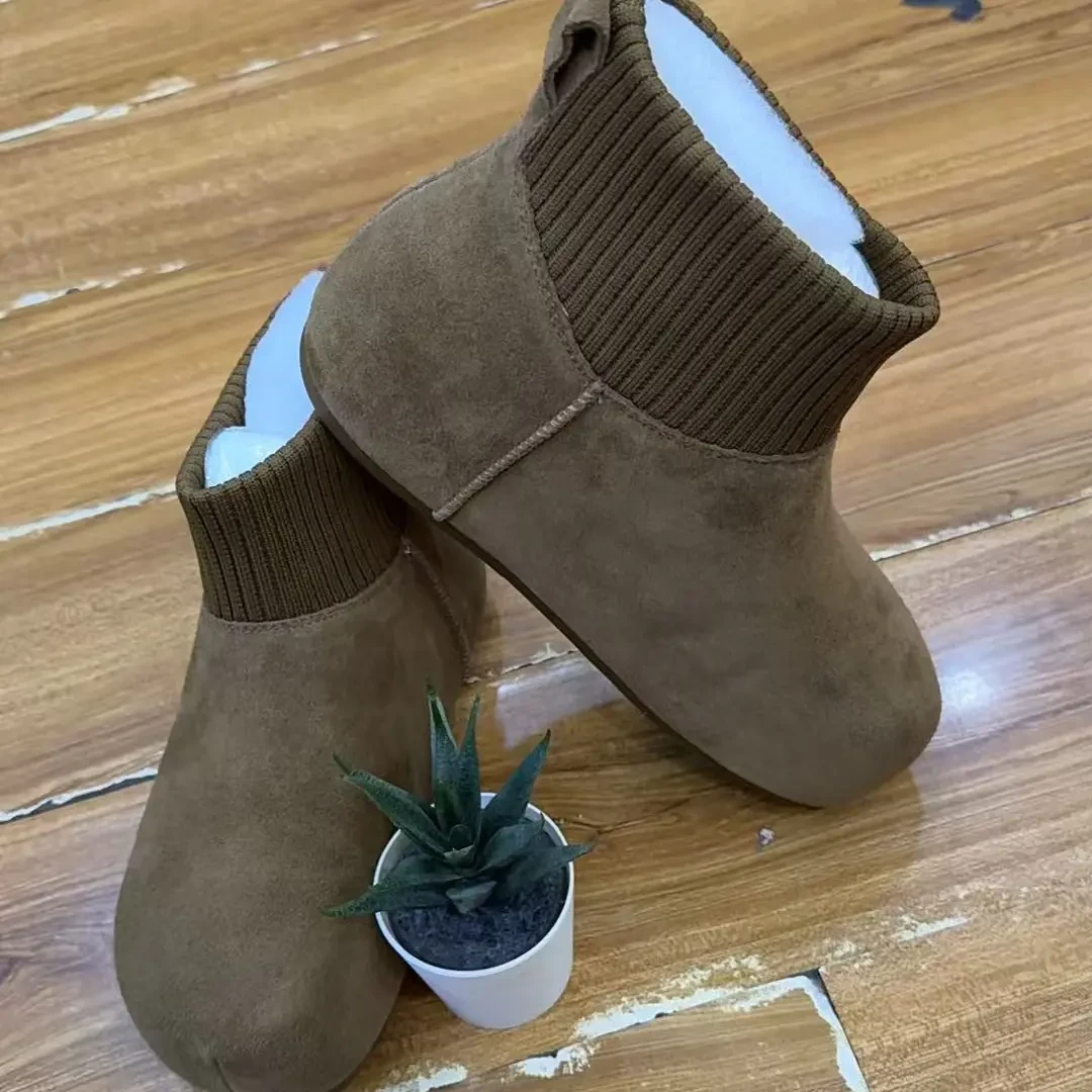 百搭保暖内增高真皮雪地靴女舒适加绒短筒靴子女冬季