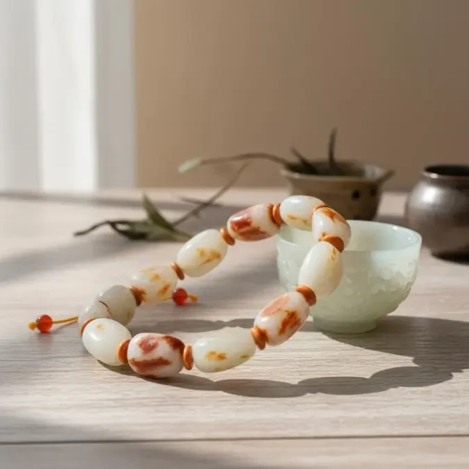 和田玉枣红皮红泌皮随形男女情侣款手链手串多样性发货