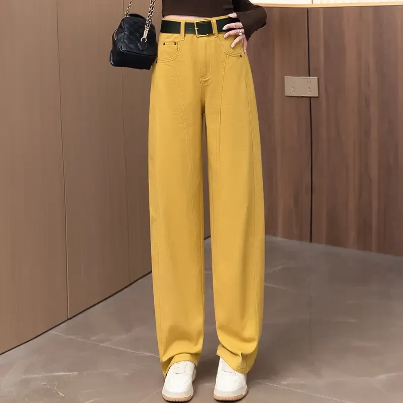 设计感韩版弯刀牛仔裤女2025春秋新款爆款高腰显瘦拖地宽松镰刀裤